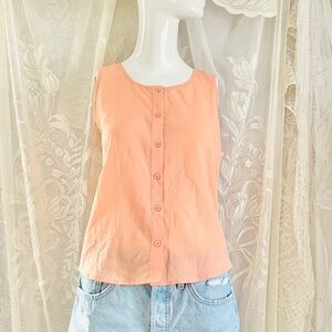 Mine Coral Button-Front Sleeveless Blouse